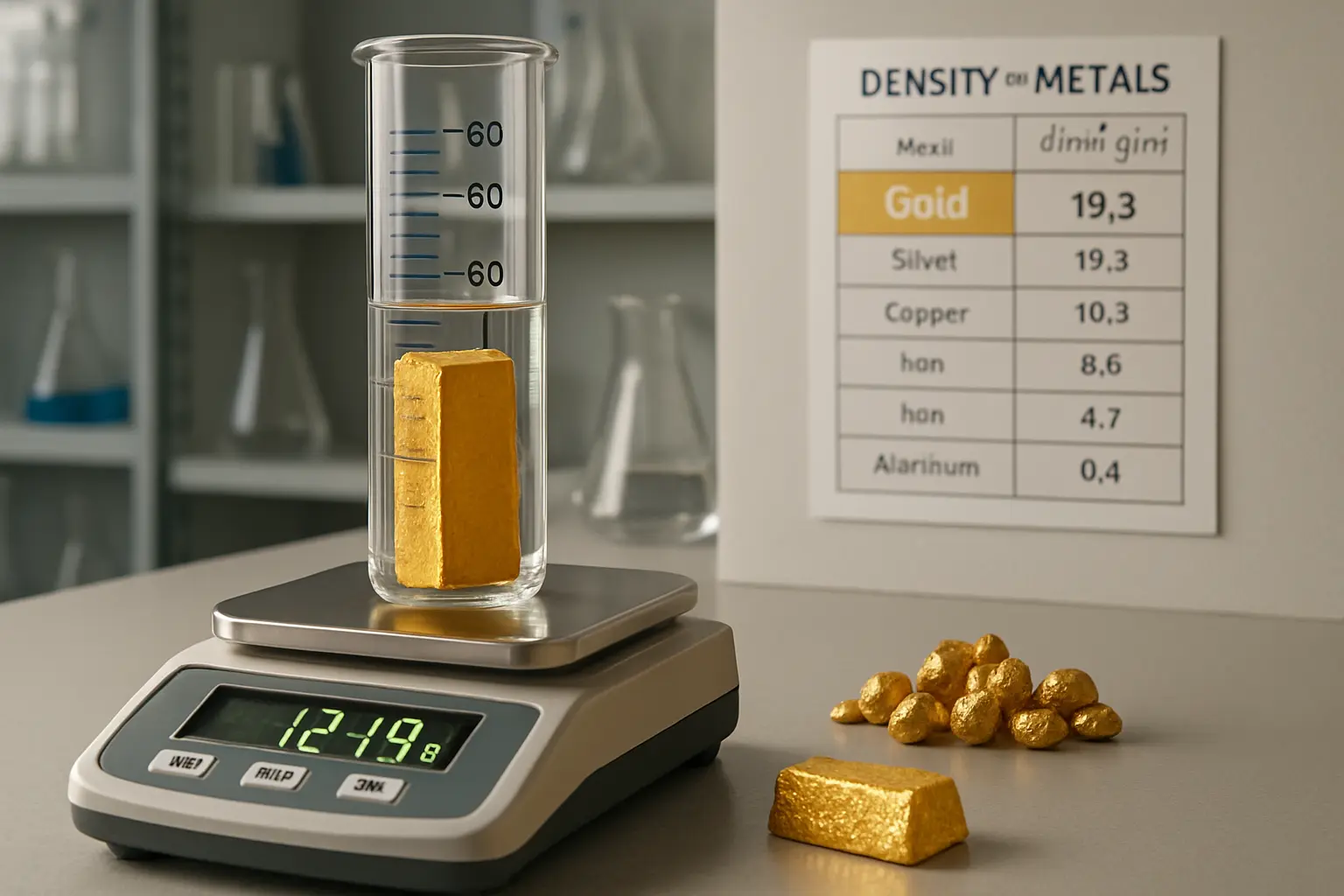 Jak oblicza się gęstość złota i jakie ciekawostki wiążą się z litrem tego metalu?